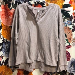 Waffle knit long sleeved lavender top